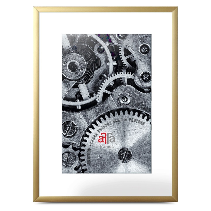 Klasszikus aFFa képkeret 40x50 cm alumíniumból, falra akasztható - elegáns keret fényképekhez, poszterekhez vagy oklevelekhez - 1 mm-es plexivel - arany színű