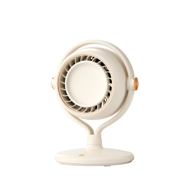 Lapát nélküli asztali ventilátor, 3 fokozatú állítás, 2400mAh, USB, légkeringtetés, kis turbina, bézs