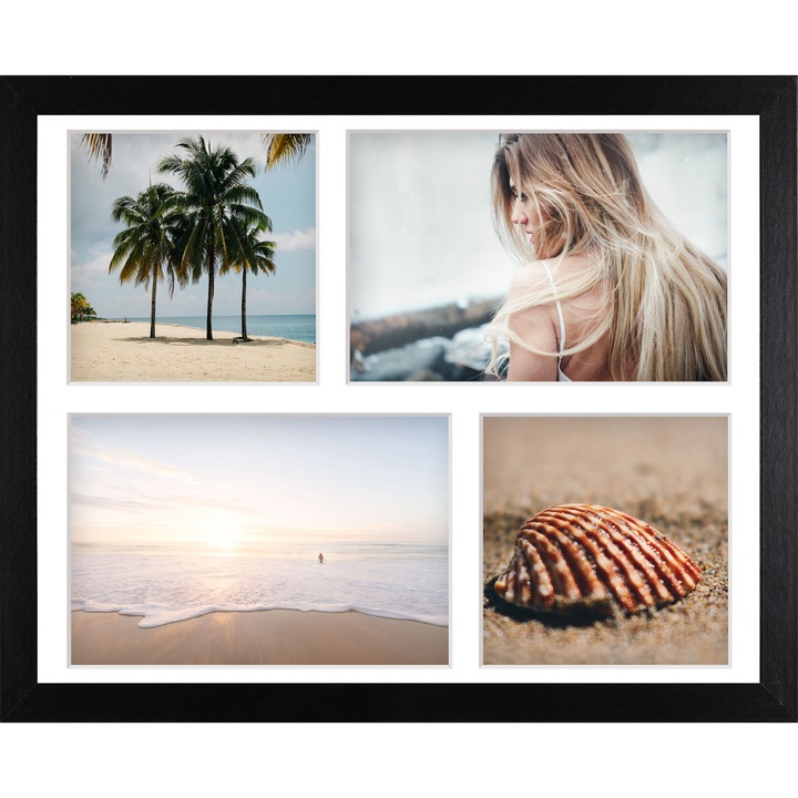 Kollázs képkeret, díszes keret 4 fényképhez – aFFa 24x30x4 cm – fából készült 1 mm-es plexiüveggel – fekete