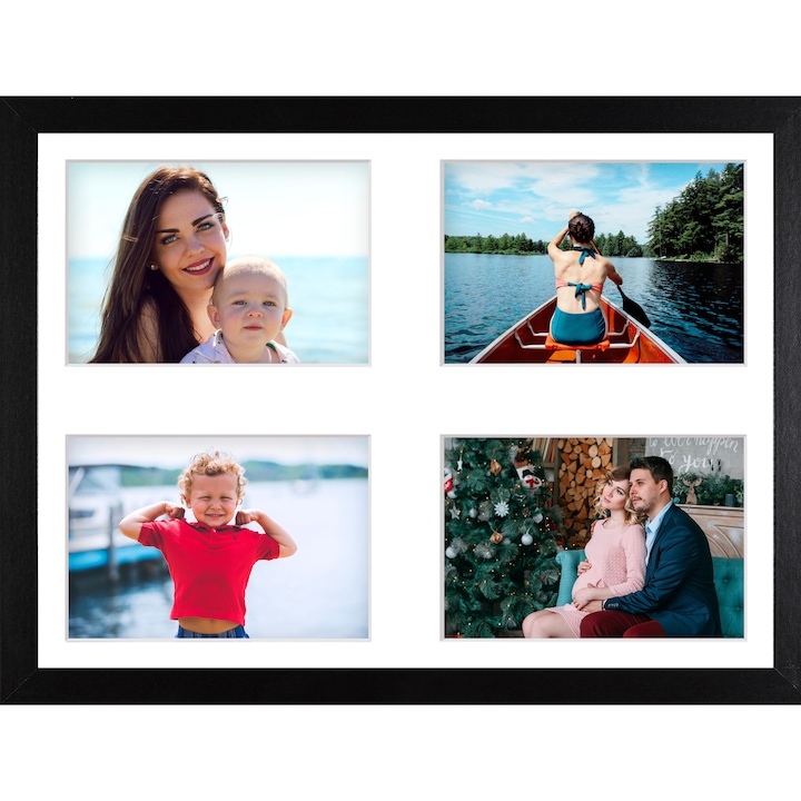 Rama foto clasica, rama colaj, rama decorativa pentru 4 fotografii – aFFa 30x40x4 cm – din lemn cu plexiglas de 1 mm – negru