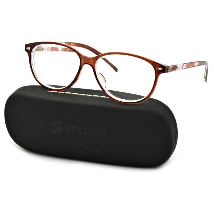 Ochelari de vedere, stylion, Miopie, Model ST310A, Dioptrie -3.50, Maro lucios