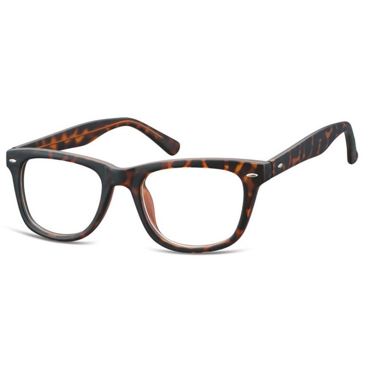 Rame ochelari unisex Sunoptic, Metal, 13.7x4.5 cm, Maro/Negru