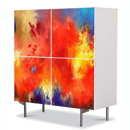 Comoda cu 4 Usi Art Work Abstract Artistic colorat, 84 x 84 cm - eMAG.ro