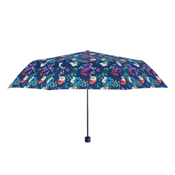 Mini umbrela manuala, Perletti, model floricele, culoarea albastru