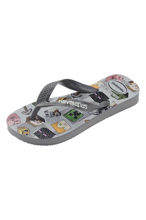 Havaianas, Papuci flip-flop din cauciuc Minecraft, Gri/Verde deschis, 29-30 EU