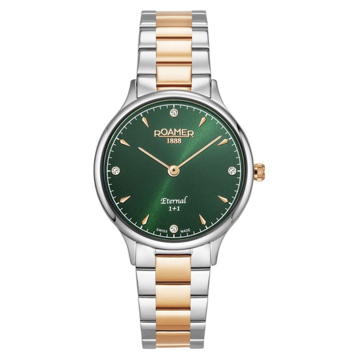 Ceas dama Roamer ETERNAL 863857 49 75 50, bicolor, 30mm, bratara, cristale, rezistent la apa 50m