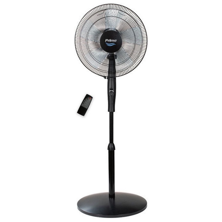 Ventilator cu picior, Primo PRSF-80601D, Motor DC silentios, Inaltime reglabila (max 1.30cm), Telecomanda, 30W, 40cm, 6 viteze, Negru