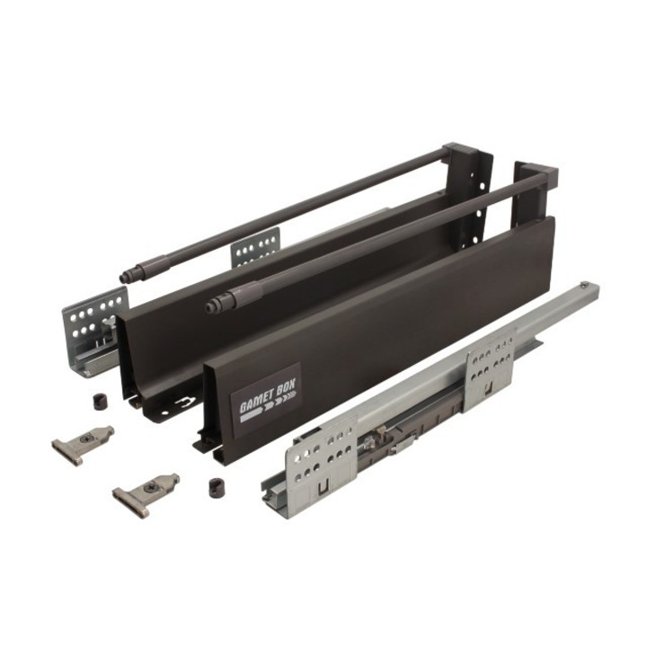 GAMET BOX2 fiókos tároló, antracit, 450 mm, teherbírás 40 kg, 60 000 ciklus
