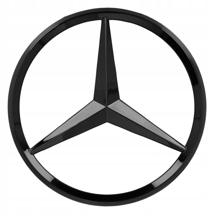 Емблема за автомобил, Mercedes-Benz, черна, 8.9 см, монтаж с двустранно залепваща лента