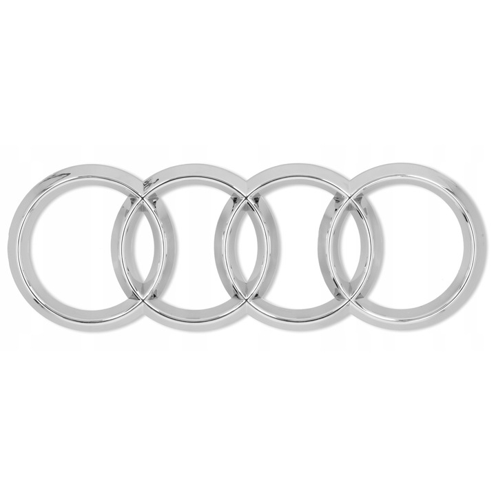 Emblema auto Audi, 18,2x6,2cm, argintie, montare simpla