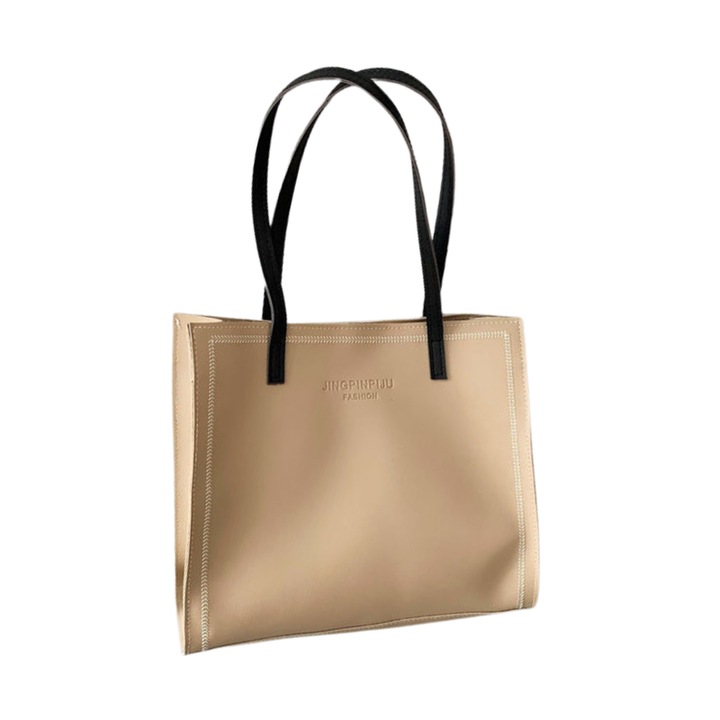 Női válltáska, műbőr, 31×28×12 cm, bézs