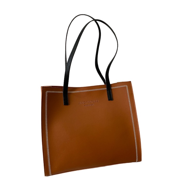 Női válltáska, vászon, 31×28×12 cm, barna