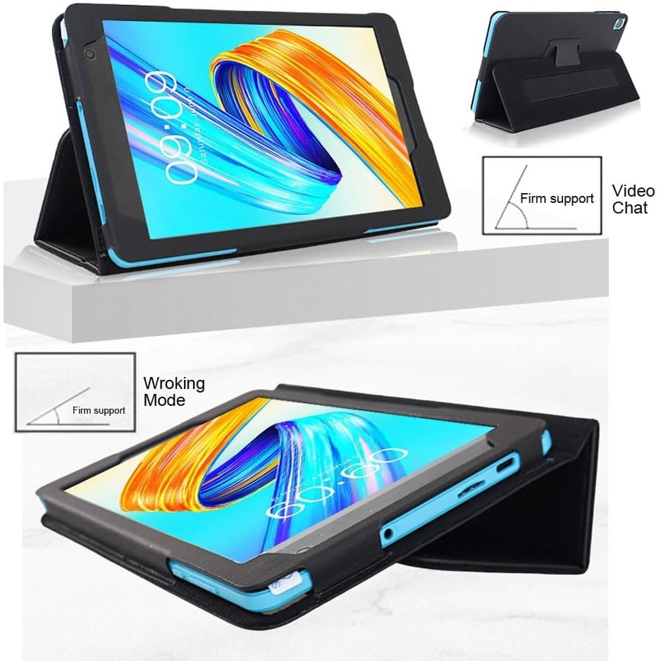 Husa tip carte Ytaland, din piele PU, pentru Blackview Tab 5 de 8 inch, magnetica, Neagra
