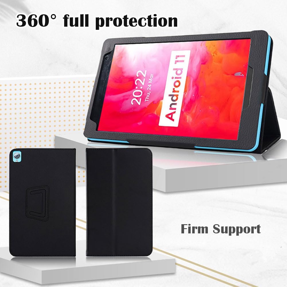 Husa tip carte Ytaland, din piele PU, pentru Blackview Tab 5 de 8 inch, magnetica, Neagra