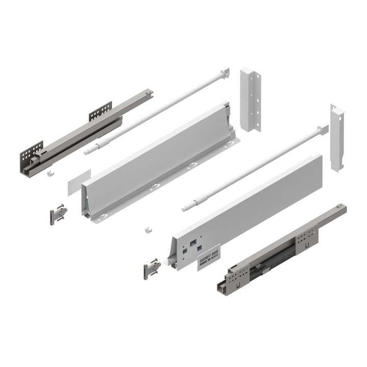 GAMET BOX2 fiókos, fehér, 500 mm, teherbírás 40 kg, 60 000 ciklus