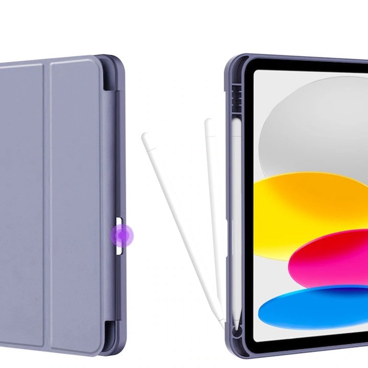 Husa protectie tableta, Silicon, Cu suport pentru Apple Pen, Compatibil cu Apple IPad mini 6/7, 8.3", Violet