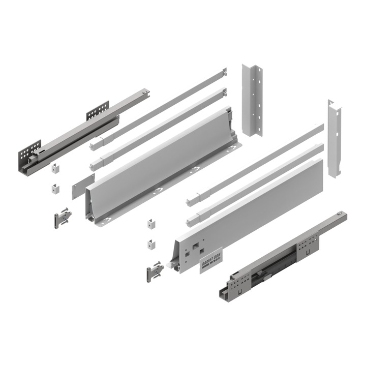Чекмеджето GAMET BOX2, квадратна релса, високо, бяло, 300 мм