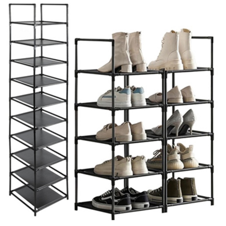 Suport pentru pantofi modular pe 6 niveluri, stivuibil liber, cu 10 rafturi