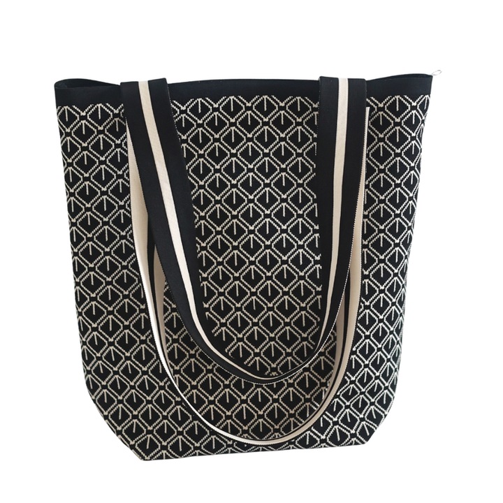 Válltáska, textil, 30×32×12 cm, fekete