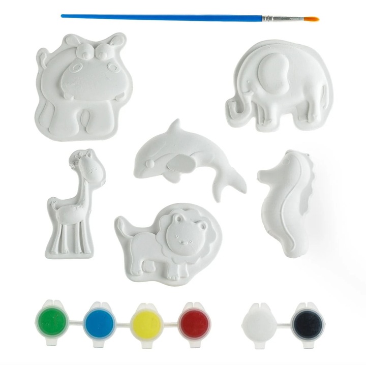 Set Accesorii Creative din Ipsos Animale Vopsea Pensula - 13buc