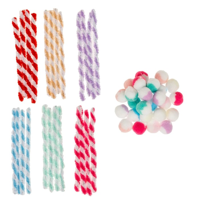 Set Creatii cu Sarma Plusata & Pompon - 50buc