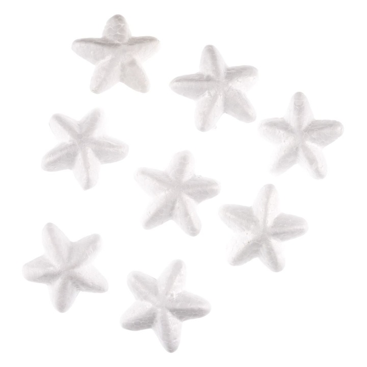 Accesorii Decorative de Craciun Stele Albe din Spuma 5cm - 8buc