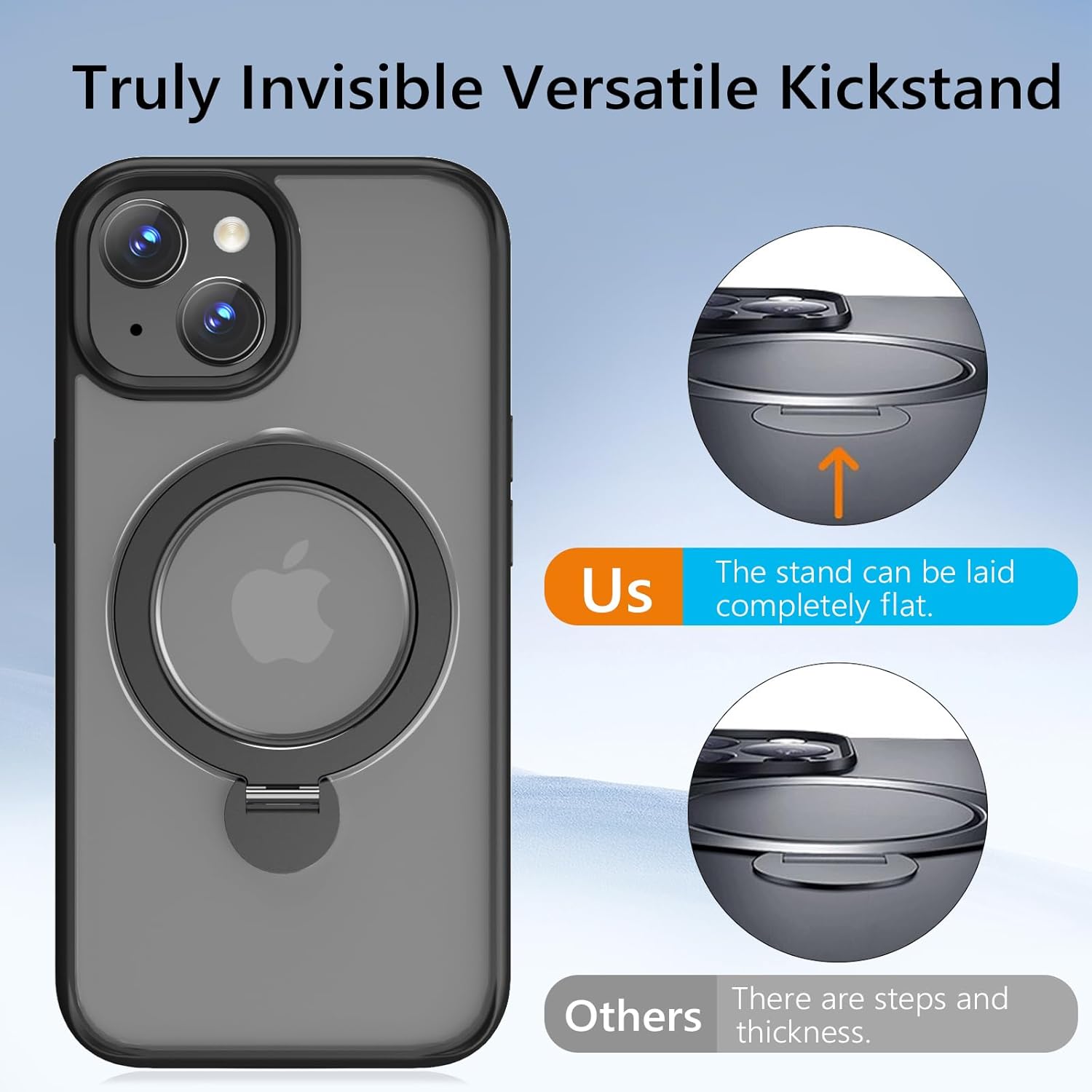 Husa Magnetica pentru iPhone 15, Protectie Militara Antisoc, Suport Rotativ 360° MagSafe, Negru