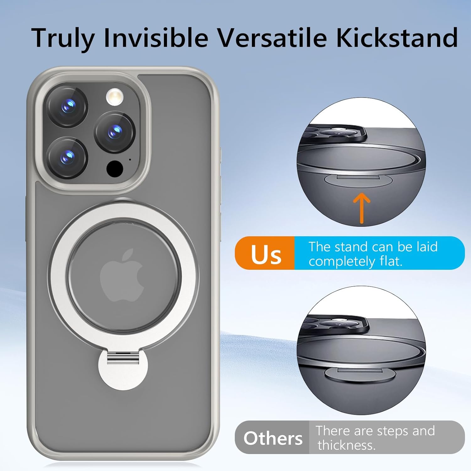 Husa Magnetica pentru iPhone 15 PRO, Protectie Militara Antisoc, Suport Rotativ 360° MagSafe, Gri