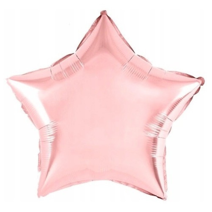Balon din Folie Metalizata, Cyrax, Figurina Stea, Model Simplu, Tematica Aniversare, 40 cm, Ambalaj Individual, Pai Inclus, Umflare cu Aer sau Heliu, Rose