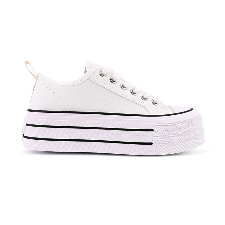 Tenisi de dama,Cu platforma,Din material Textil,TD1278, Alb