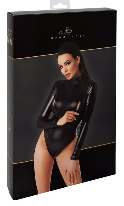 Body cu maneca lunga, Orion, lenjerie sexy, negru, material elastic, XL INTL