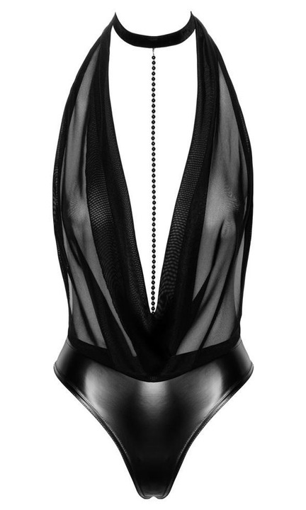 Body sexy Noir, cu choker ajustabil, poliester/elastan, negru