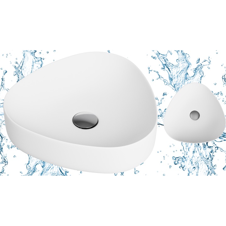 Chiuveta De Baie Pe Blat, Granitan, Trivio, 40x40x10.2 cm, Alb, Forma Triunghiulara, Material Ceramic, Tip Pe Blat, Montare Usoara, Calitate Superioara, Materiale Durabile