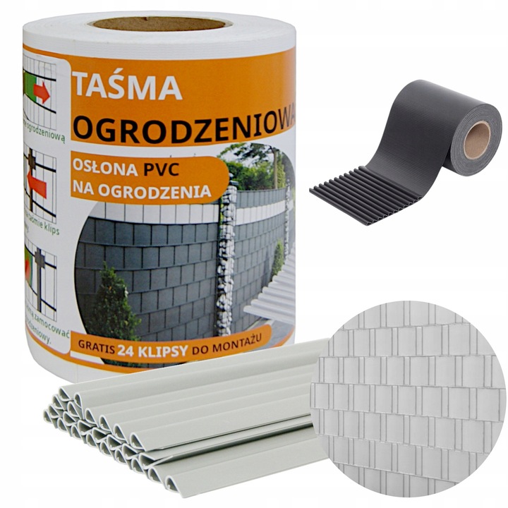 Set Banda De Gard Cu 24 De Cleme, Expandabil, Material de inalta calitate, Pvc, Rezistent La Uv, Impermeabil, Gramaj: 450 G/M2, 19 Cm X 35 M, Alb, 24 Cleme