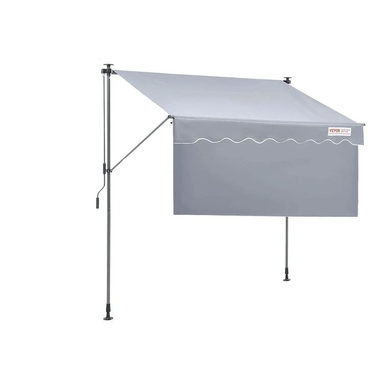 Прибираща се тента за тераса, 78x47 инча, водоустойчива сянка UV80+, сива