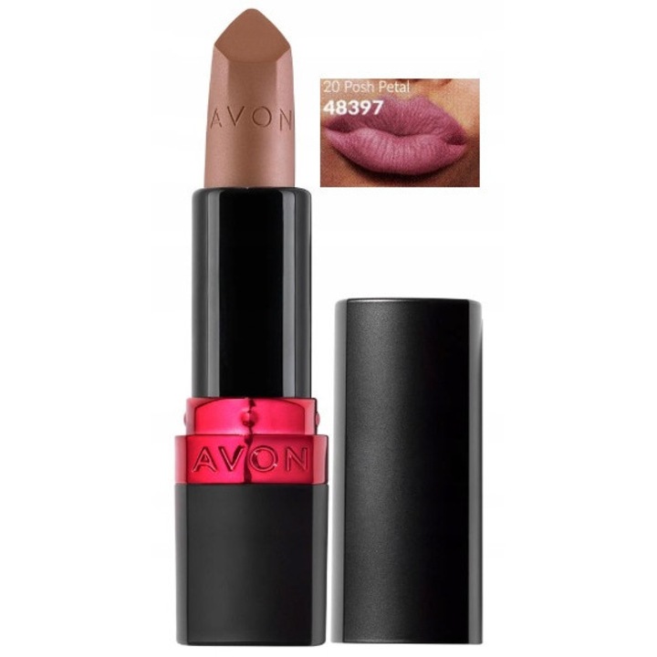Avon matt rúzs, Posh Petal, 25%-kal több pigment, a csomagoláson szereplővel megegyező szín, 3,5 g