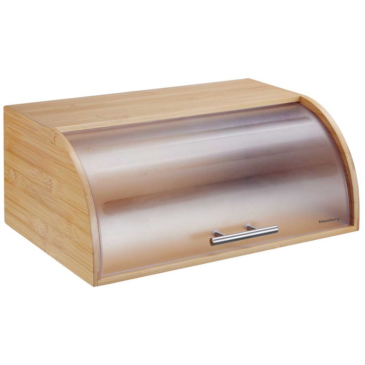 Cutie de paine din bambus KB-7874, ecologic, cu capac acrilic, 41x29x17cm