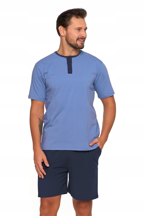 Férfi pizsama, Moraj, rövidnadrág, pamut, kék