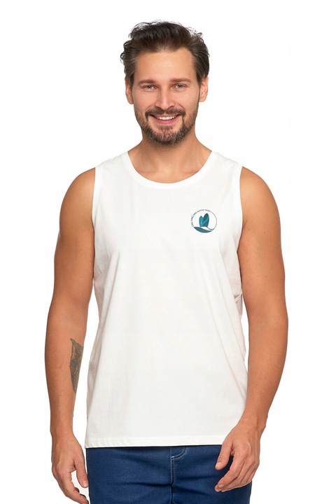 Férfi trikó, Moraj, ujjatlan, fehér, pamut