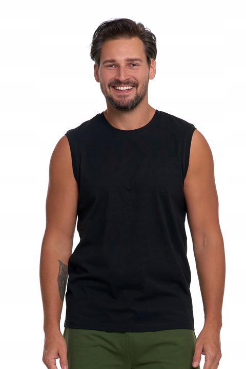 Férfi trikó, Moraj, ujjatlan, pamut, fekete