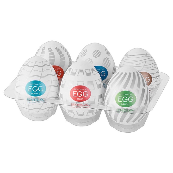 Мастурбатор Tenga Egg Variety New Standard, Комплект 6 броя, Различни текстури, 7 см