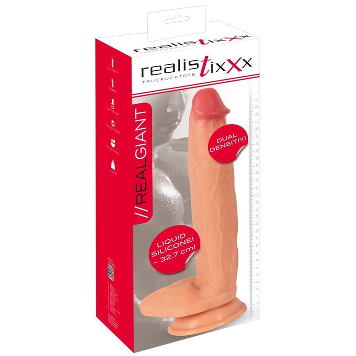 Realistixxx Real Giant - extra nagy, herés dildó (natúr)