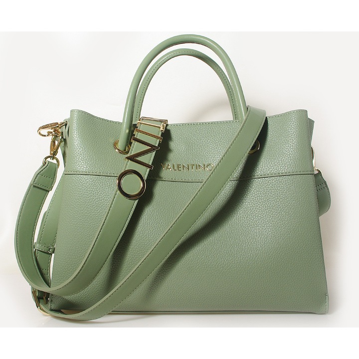Geanta de shopping, Valentino, model ALEXIA, piele ecologica, verde, 35x25x15cm