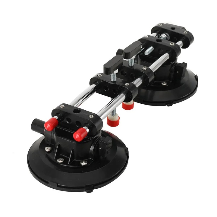 Инструмент за фиксиране на керамични плочки, регулируемо разстояние по височина, вендузи 180 мм, черен