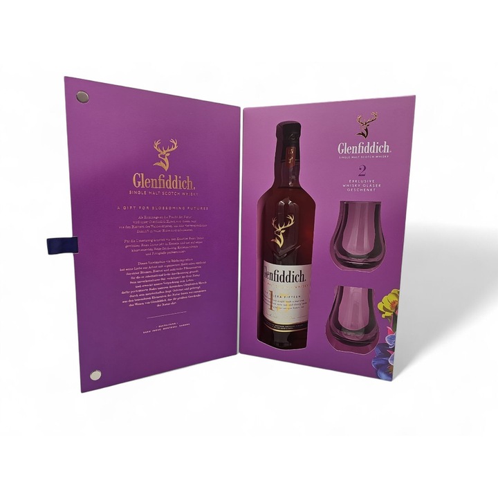 Glenfiddich 15 Ani Small Batch cu 2 pahare, 0.7L