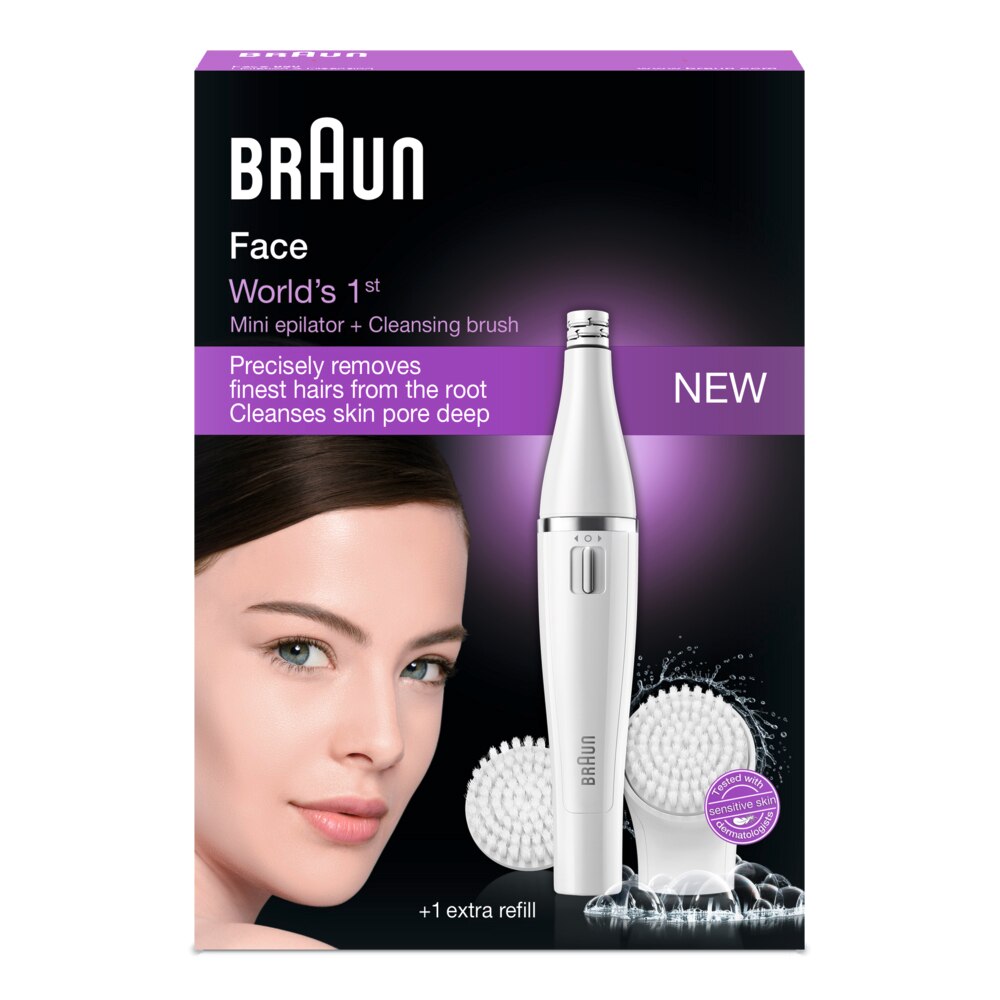 Epilator facial Braun SE820 Face, 10 prinderi, Perie curatare cu micro