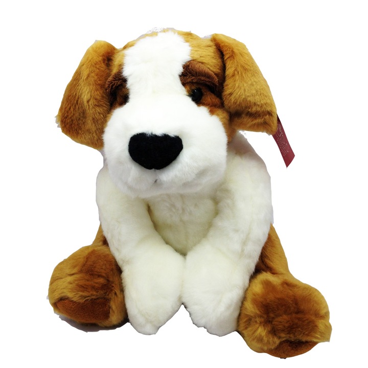 Jucarie de plus - Caine, Russ Berrie, 30 cm, Alb/Maro