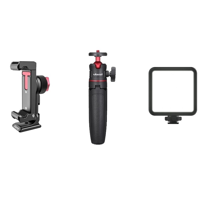 ST-27 telefontartó lámpakészlettel, alumínium, 123g, 3 vakupapucs, 3 db 1/4"-os port