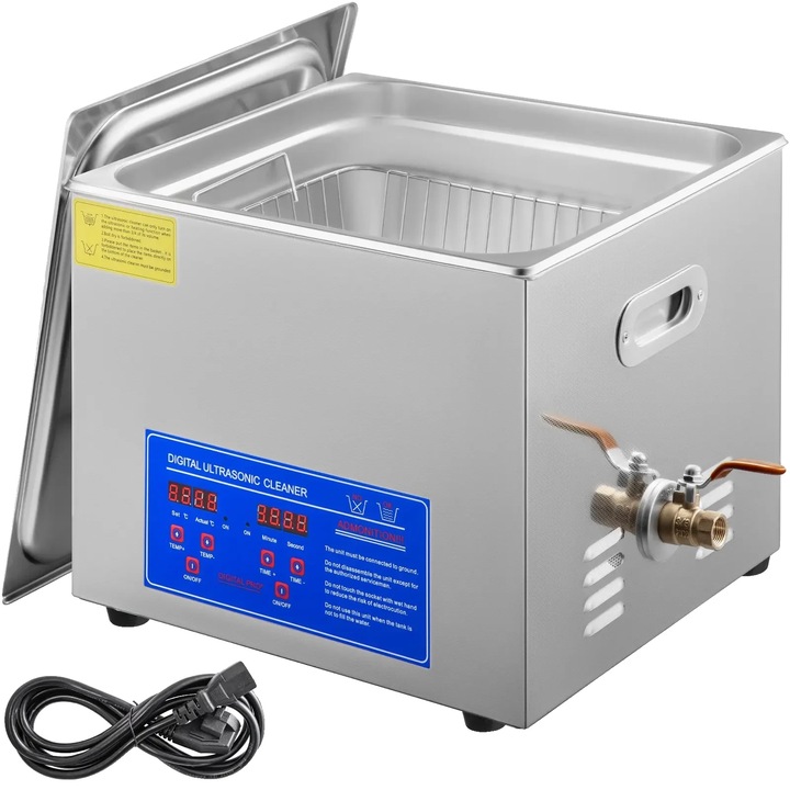 Aparat de curatat cu ultrasunete VEVOR, argintiu, 15L