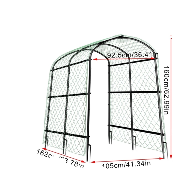 Spalier de gradina metalic in forma de U, capacitate mare de incarcare, design durabil>, 160 cm